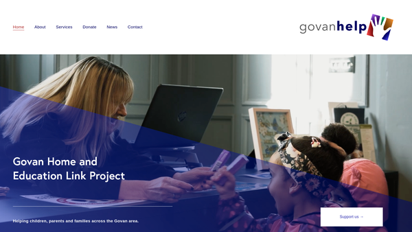 Screenshot of the Govan Home and Education Link Project website