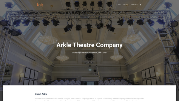 Screenshot of the Arkle Theatre Company website