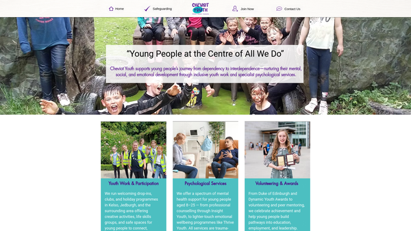 Screenshot of the Cheviot Youth website