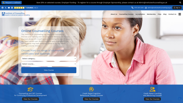 Screenshot of the Institute Of Counselling website