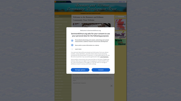 Screenshot of the Benmore And Kilmun Community Development Trust website