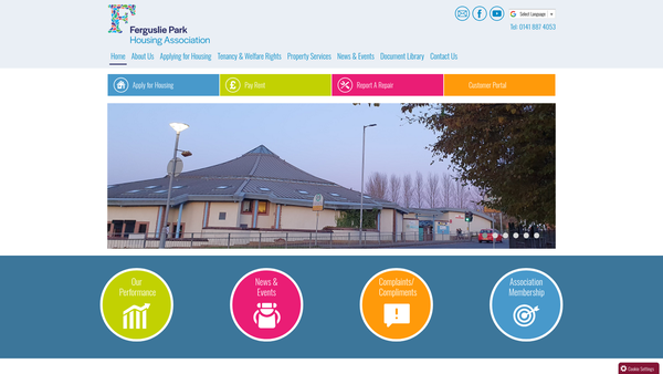 Screenshot of the Ferguslie Park Housing Association Limited website