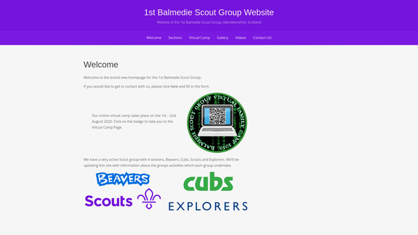 Screenshot of the 1st Balmedie Scout Group website