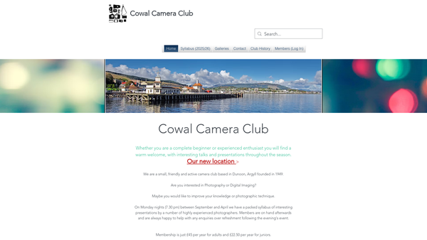 Screenshot of the Cowal Camera Club website