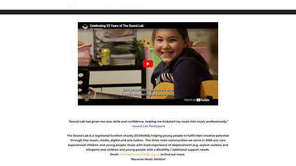 Screenshot of the Sound Lab website