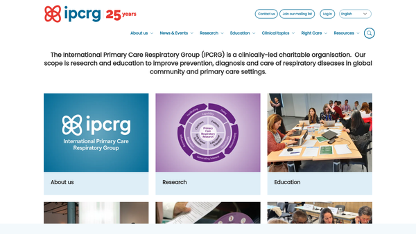 Screenshot of the International Primary Care Respiratory Group website