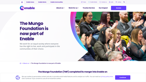 Screenshot of the Mungo Foundation website