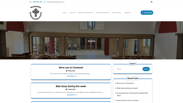 Screenshot of the Newbattle: St Nicholas Buccleuch (Church of Scotland) website