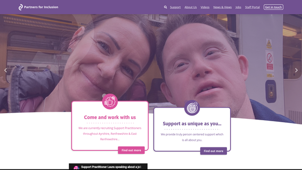 Screenshot of the Partners For Inclusion website
