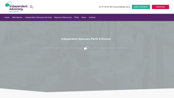Screenshot of the Independent Advocacy Perth And Kinross website