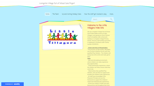 Screenshot of the Livingston Village Out Of School Care Project website