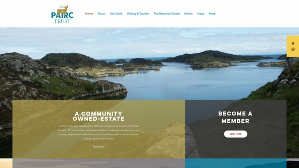 Screenshot of the Pairc Trust website
