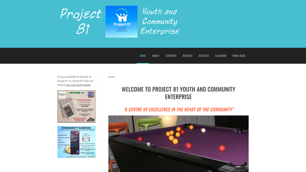 Screenshot of the Project 81 Youth And Community Enterprise Ltd website