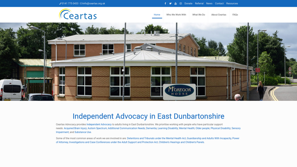 Screenshot of the Ceartas website