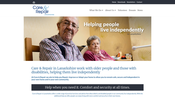 Screenshot of the Care and Repair in Lanarkshire Limited website