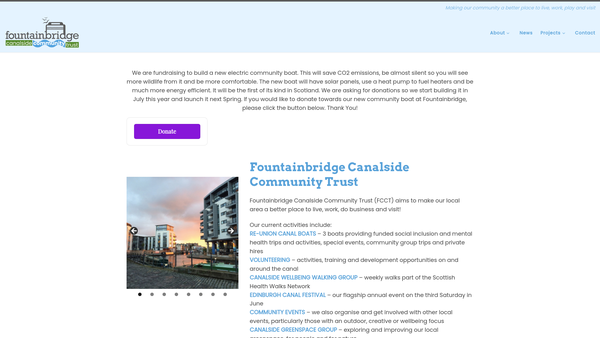 Screenshot of the Fountainbridge Canalside Community Trust website