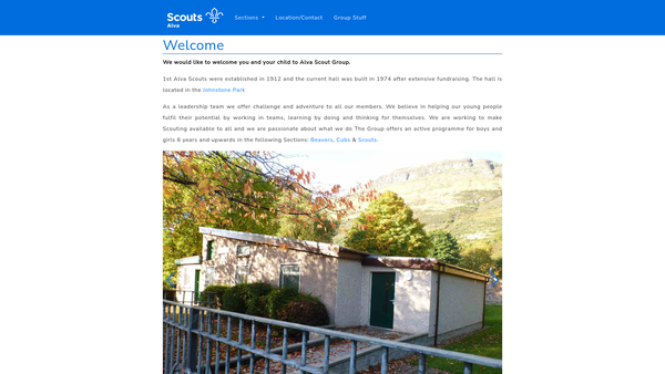 Screenshot of the 1st Alva Scout Group (4th Clackmannanshire) website