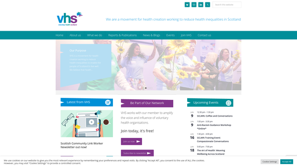 Screenshot of the Voluntary Health Scotland website