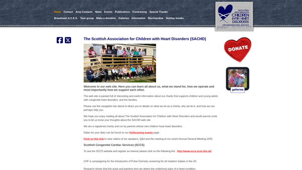 Screenshot of the Scottish Association For Children With Heart Disorders website