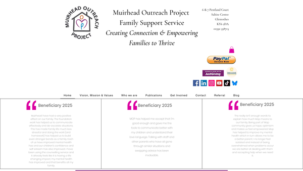 Screenshot of the Muirhead Outreach Project Limited website