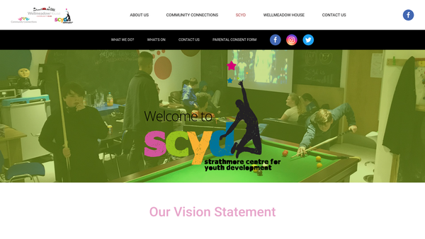 Screenshot of the Strathmore Centre For Youth Development - SCYD (SCIO) website