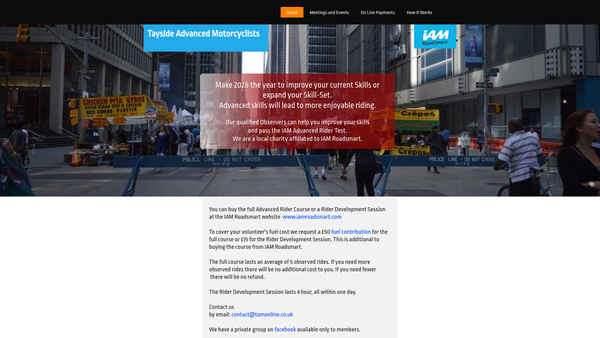 Screenshot of the Tayside Advanced Motorcyclists website