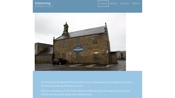 Screenshot of the Kilwinning Evangelical Church website