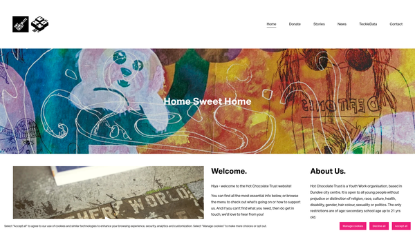 Screenshot of the Hot Chocolate Trust website