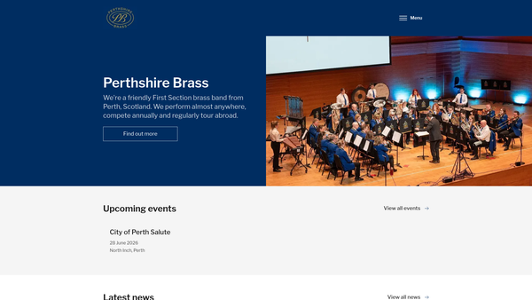 Screenshot of the Perthshire Brass Association website