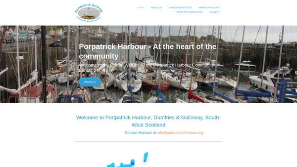 Screenshot of the Portpatrick Harbour Community Benefit Society website