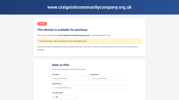 Screenshot of the Craignish Community Company Limited website