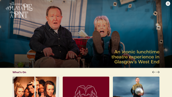 Screenshot of the A Play, A Pie and A Pint LTD website