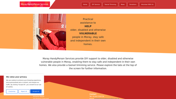 Screenshot of the Moray Handyperson Services website