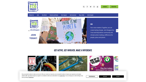 Screenshot of the Glasgow Eco Trust website