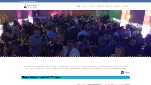 Screenshot of the Lossiemouth Town Hall Management Committee website