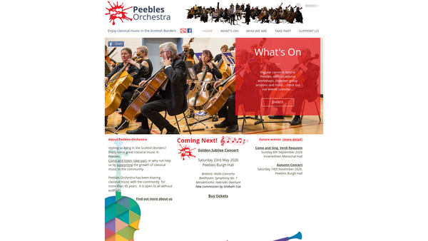 Screenshot of the Peebles Orchestra website