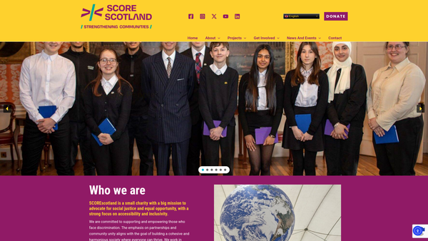 Screenshot of the Strengthening Communities for Race Equality Scotland - SCOREscotland website