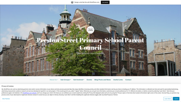 Screenshot of the Preston Street Parent Council website
