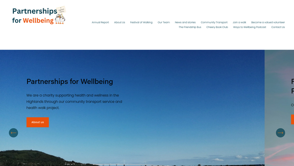 Screenshot of the Partnerships For Wellbeing Limited website