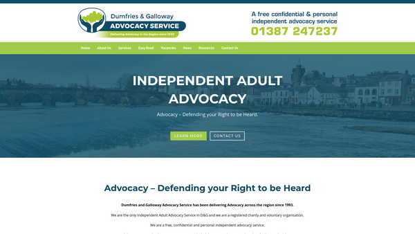 Screenshot of the Dumfries And Galloway Advocacy Service website