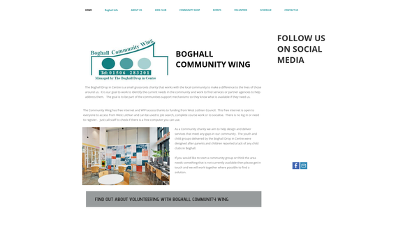 Screenshot of the The Boghall Drop In Centre website