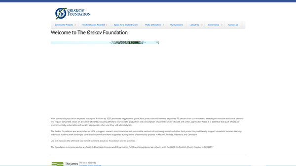 Screenshot of the Orskov Foundation website