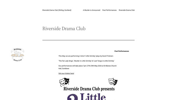 Screenshot of the Riverside Drama Club website