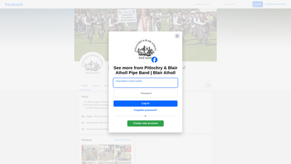 Screenshot of the Pitlochry & Blair Atholl Pipe Band website