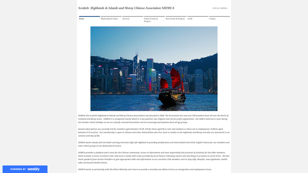 Screenshot of the Scottish Highlands & Islands and Moray Chinese Association website