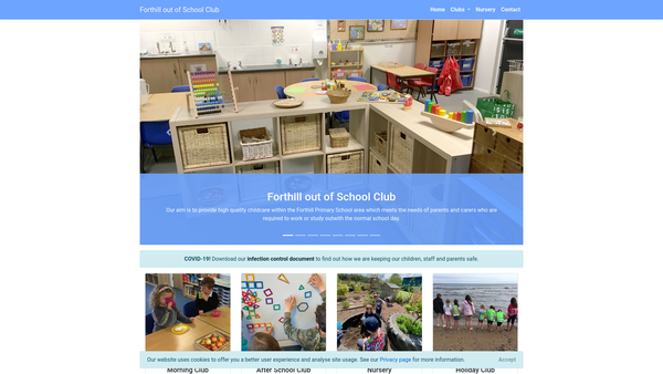 Screenshot of the Forthill Out Of School Club SCIO website