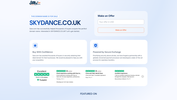 Screenshot of the Skyedance website