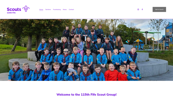 Screenshot of the 115th Fife Scout Group website