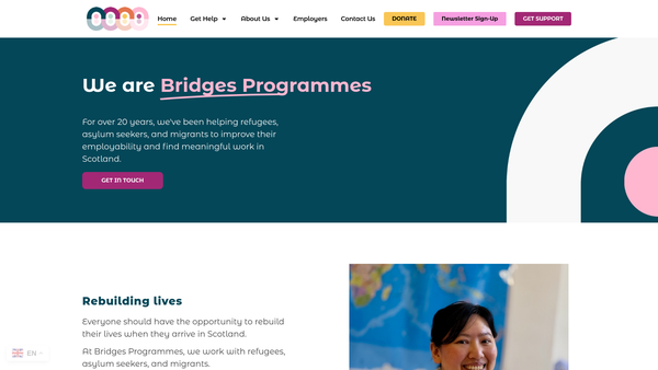 Screenshot of the Bridges Programmes website