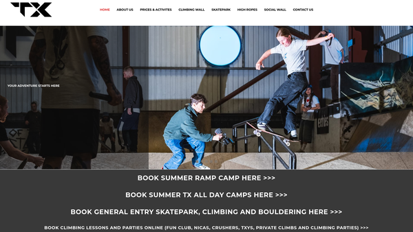 Screenshot of the Transition Extreme Sports Limited website
